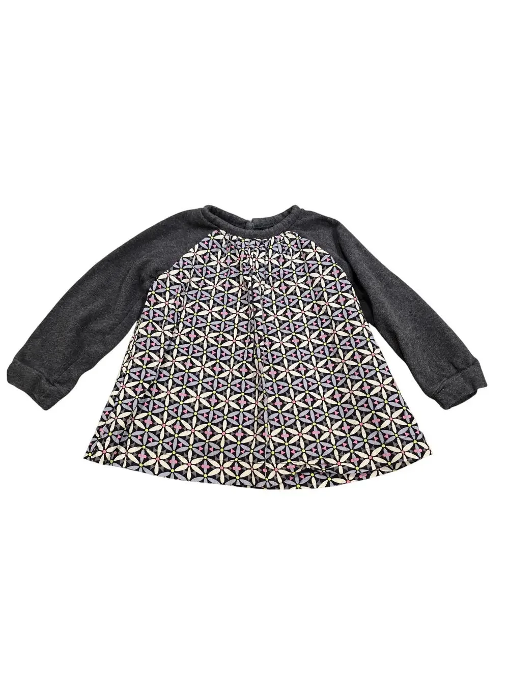 Toddler Girl's Baby Gap Gray Pattern Cotton Long Sleeve Top | Size 4T